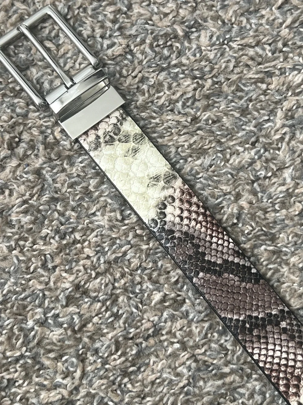 Calvin Klein Leather Snakeskin Print Women’s  Belt - Neutral Brown